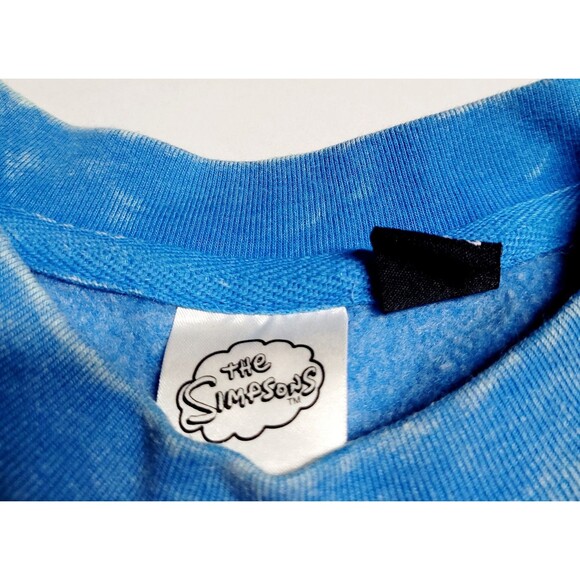 The Simpsons Bart Headplant Skateboarding Blue Acid Wash Sweatshirt Mad Engine - Picture 7 of 8